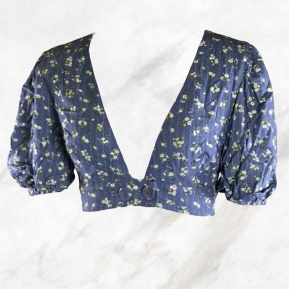 Anna Nata Giana Floral Crop Top - Blue